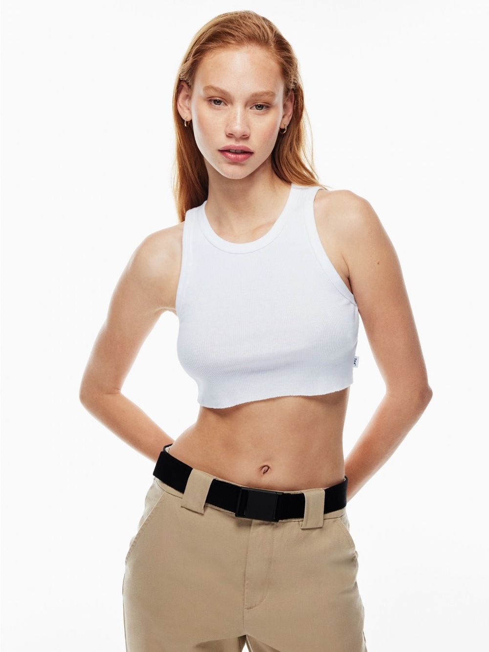 Aritzia TNA M Medium white Ribbed racerback tank top